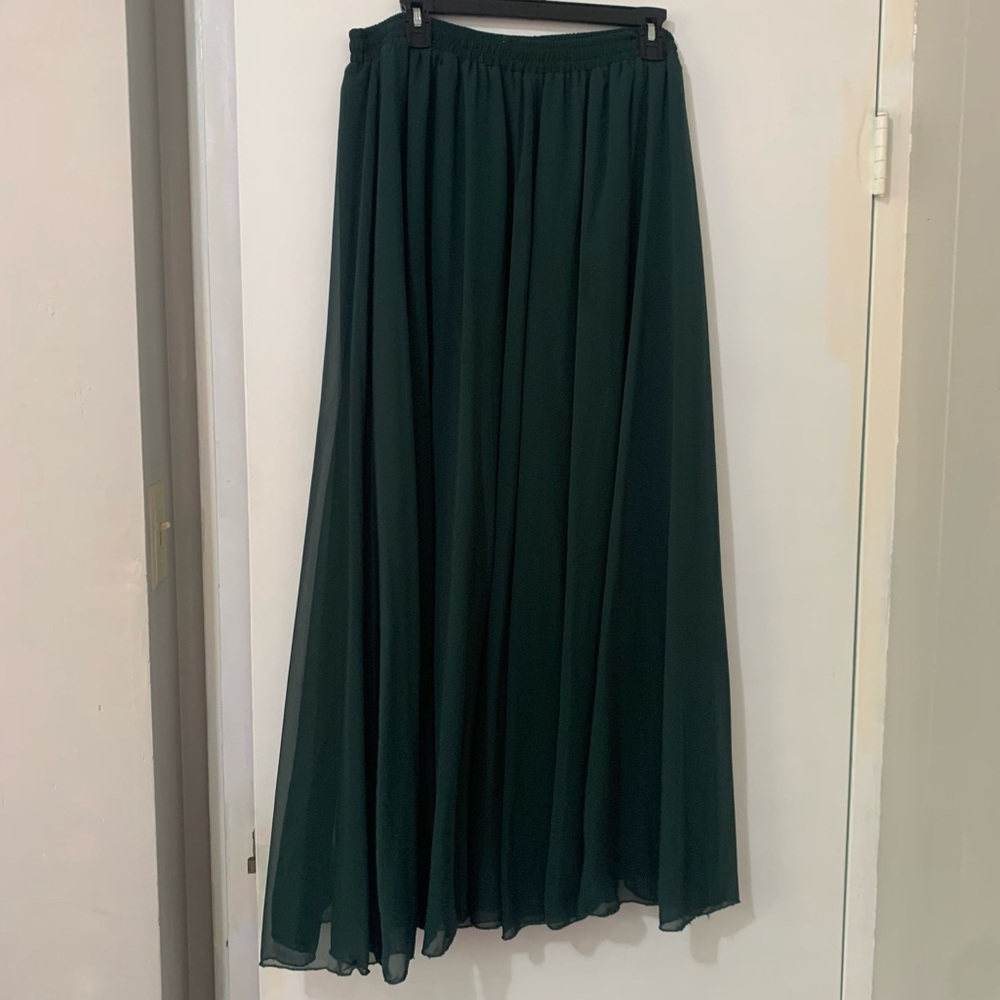 Flowy Forest Green Maxi Skirt